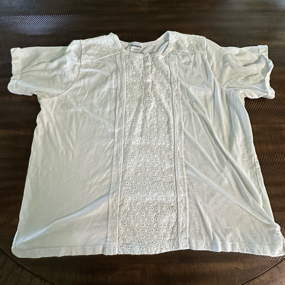 Bon Worth White Eyelet Blouse
